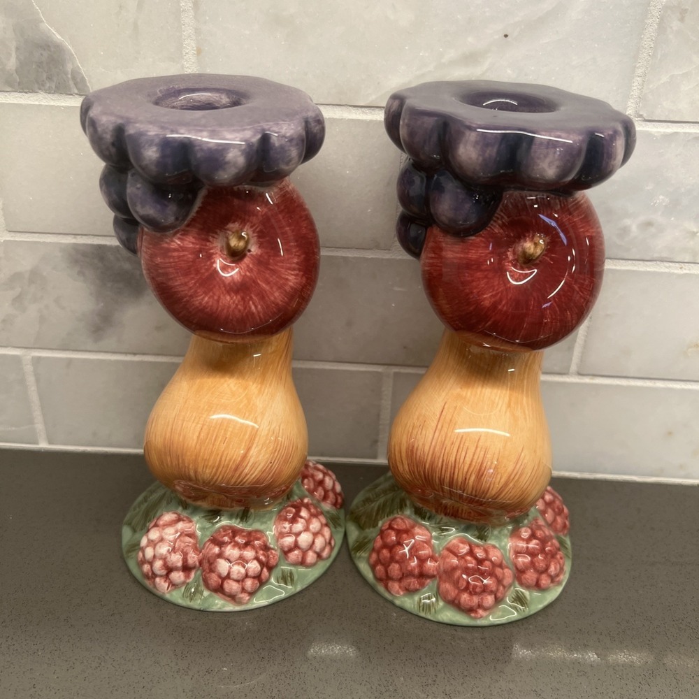 Noble Excellence Napa Valley Candle Holders Figural and Embossed Fruit Design